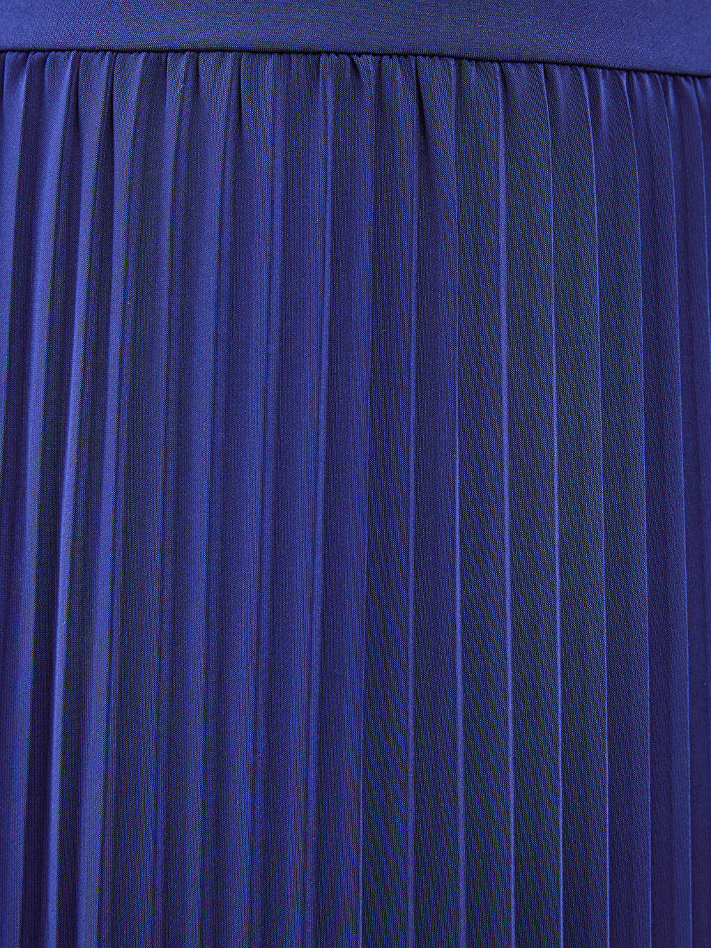 Lacivert Beli Lastikli Düz Astarsız Kadın Pileli Etek-2