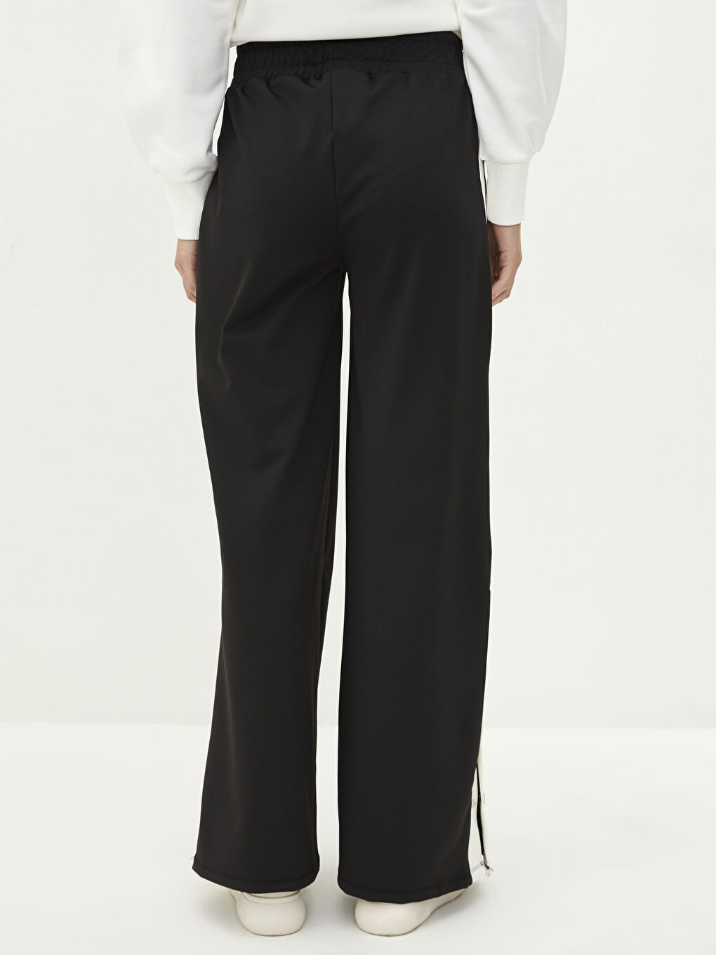 Elastic Waist Stripe Detailed Wide Leg Women's Sweatpants-4