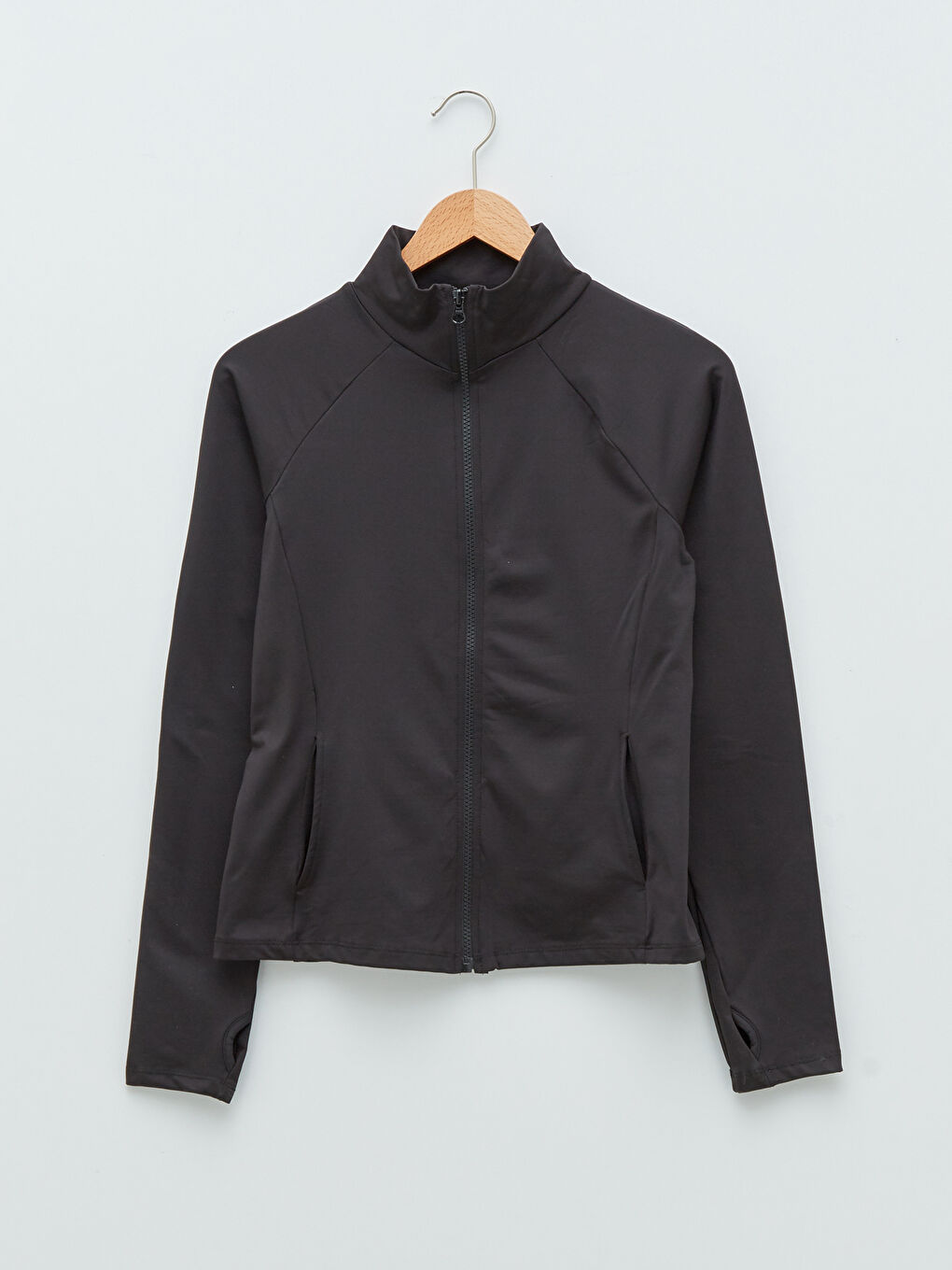 Siyah Dik Yaka Kadın Spor Hırka-5