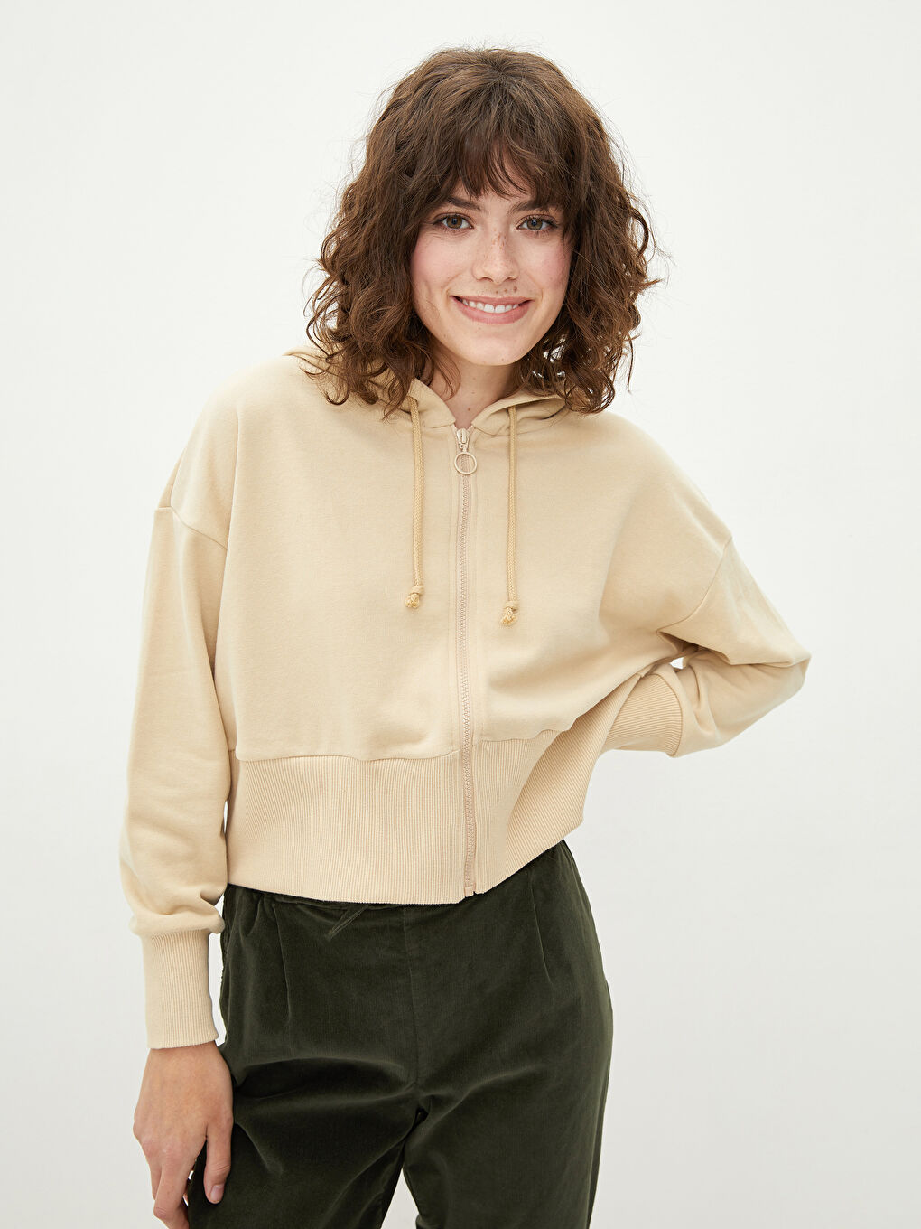 Hooded Collar Regular Long Sleeve Women's Sports Cardigan-1