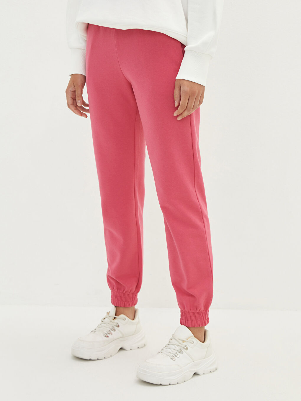 Pembe Beli Lastikli Cep Detaylı Kadın Jogger Eşofman Altı-3