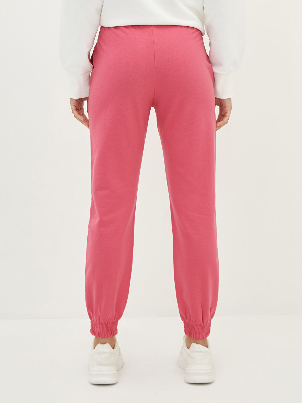 Pembe Beli Lastikli Cep Detaylı Kadın Jogger Eşofman Altı-4