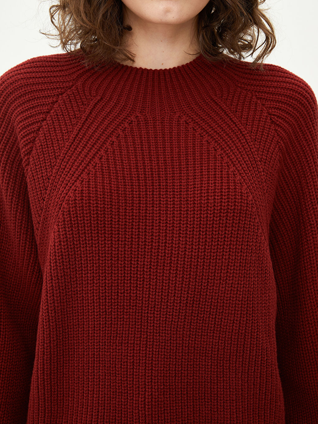Crew Neck Plain Long Sleeve Women's Knitwear Sweater-2