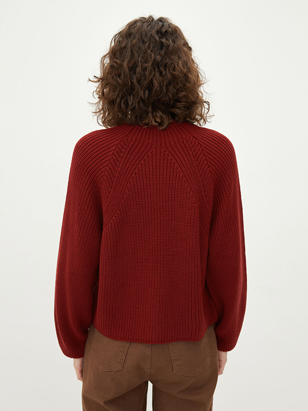 Crew Neck Plain Long Sleeve Women's Knitwear Sweater-3