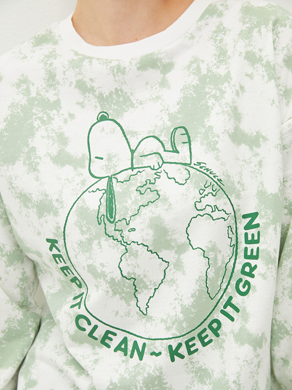 Hanorac cu Guler Rotund Snoopy Imprimat cu Mânecă Lungă pentru Femei-3