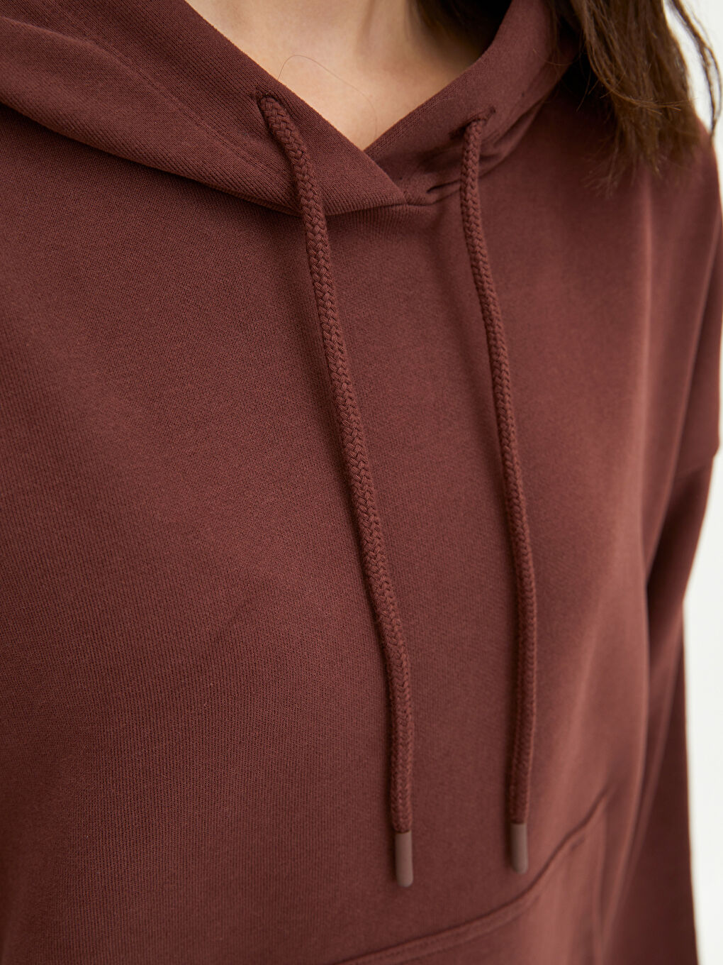 Hooded Plain Long Sleeve Women's Sweatshirt-3