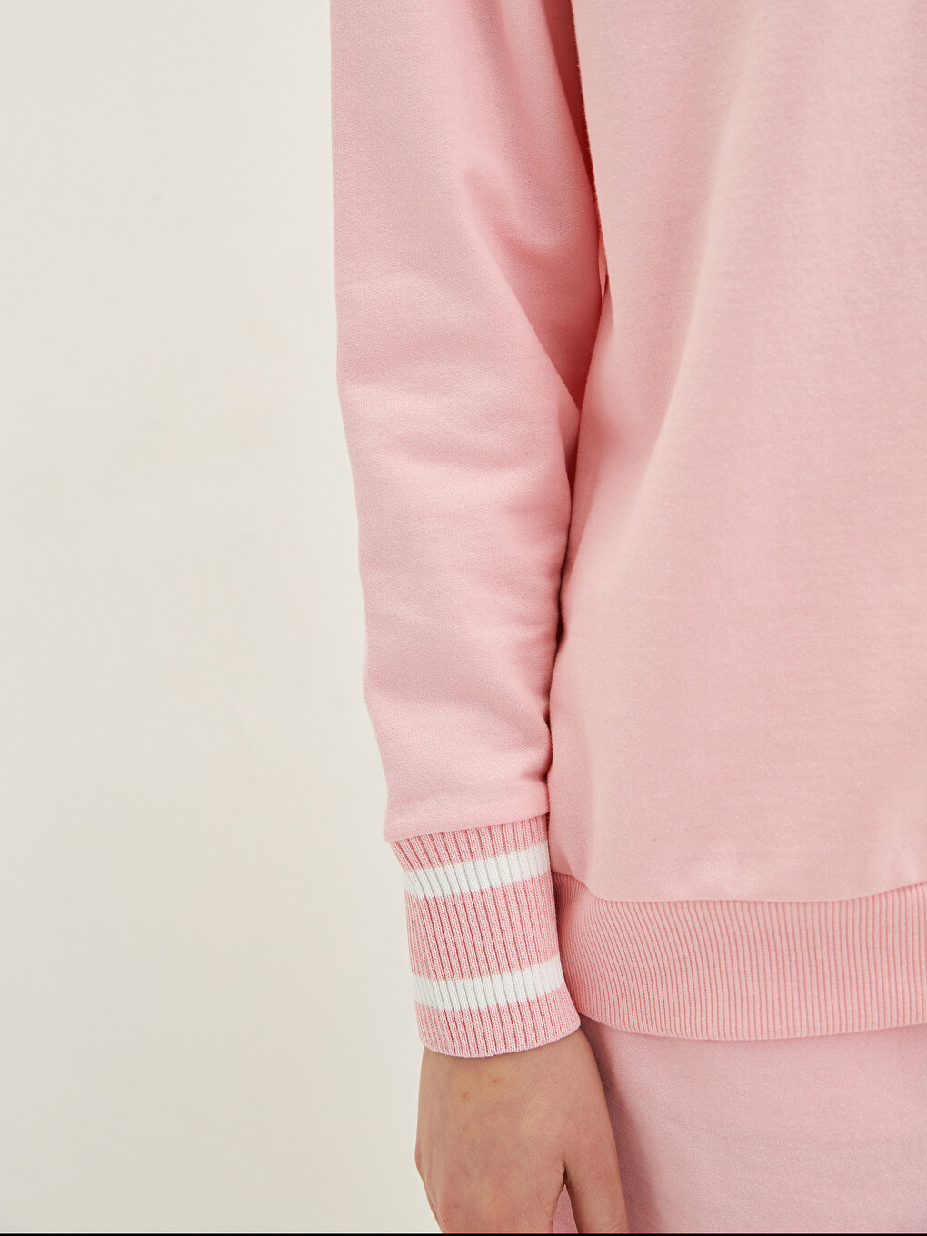 Crew Neck Stripe Detailed Long Sleeve Women's Sweatshirt-2