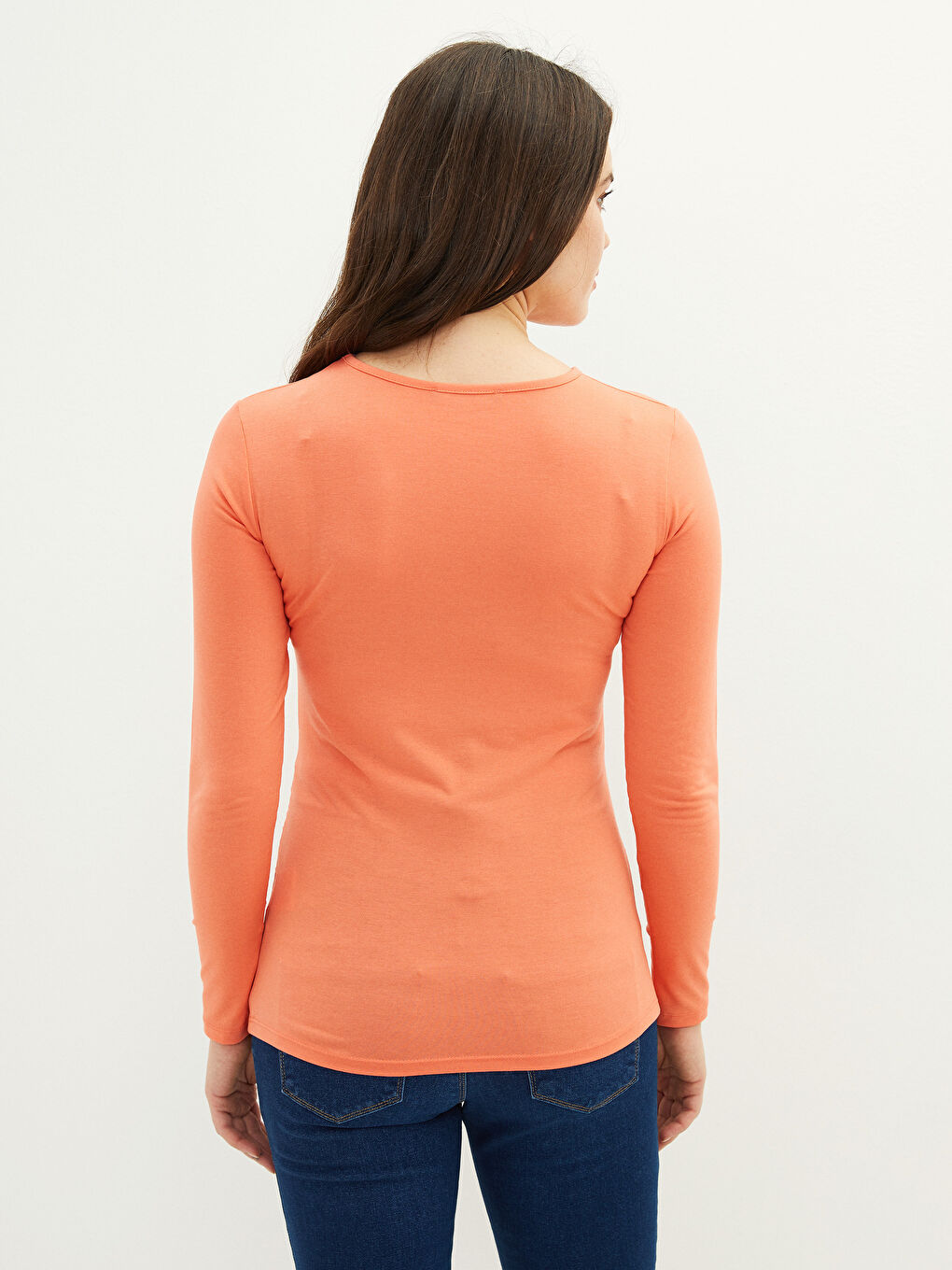 Mercan Bisiklet Yaka Baskılı Uzun Kollu Hamile Tişört-4