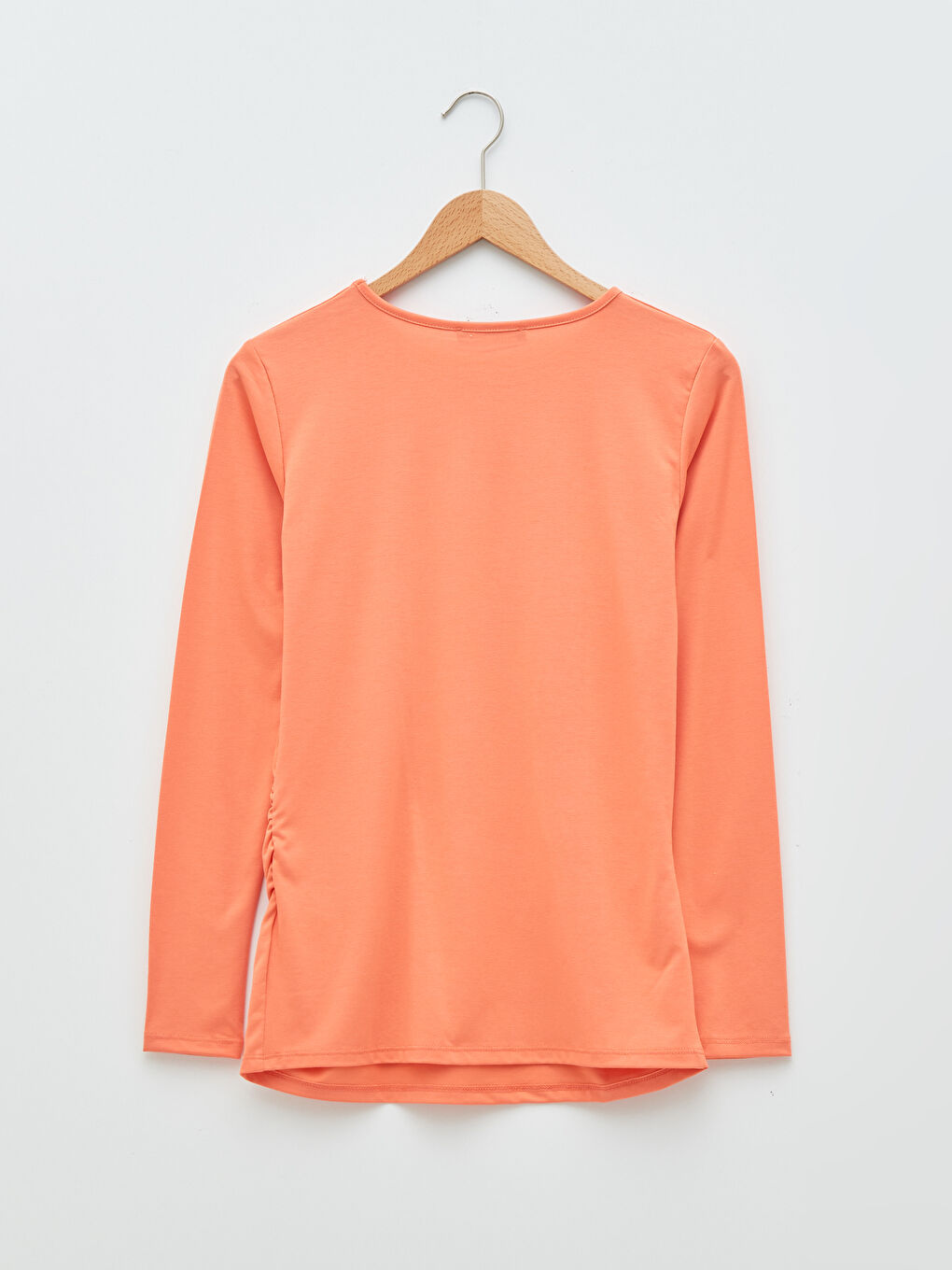 Mercan Bisiklet Yaka Baskılı Uzun Kollu Hamile Tişört-6