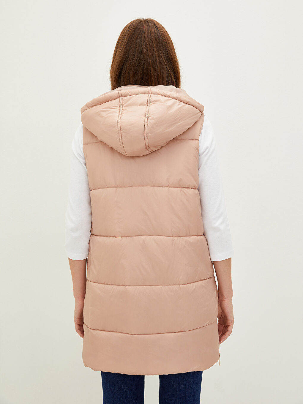 Hooded Collar Straight Sleeveless Pocket Detailed Women's Vest-8