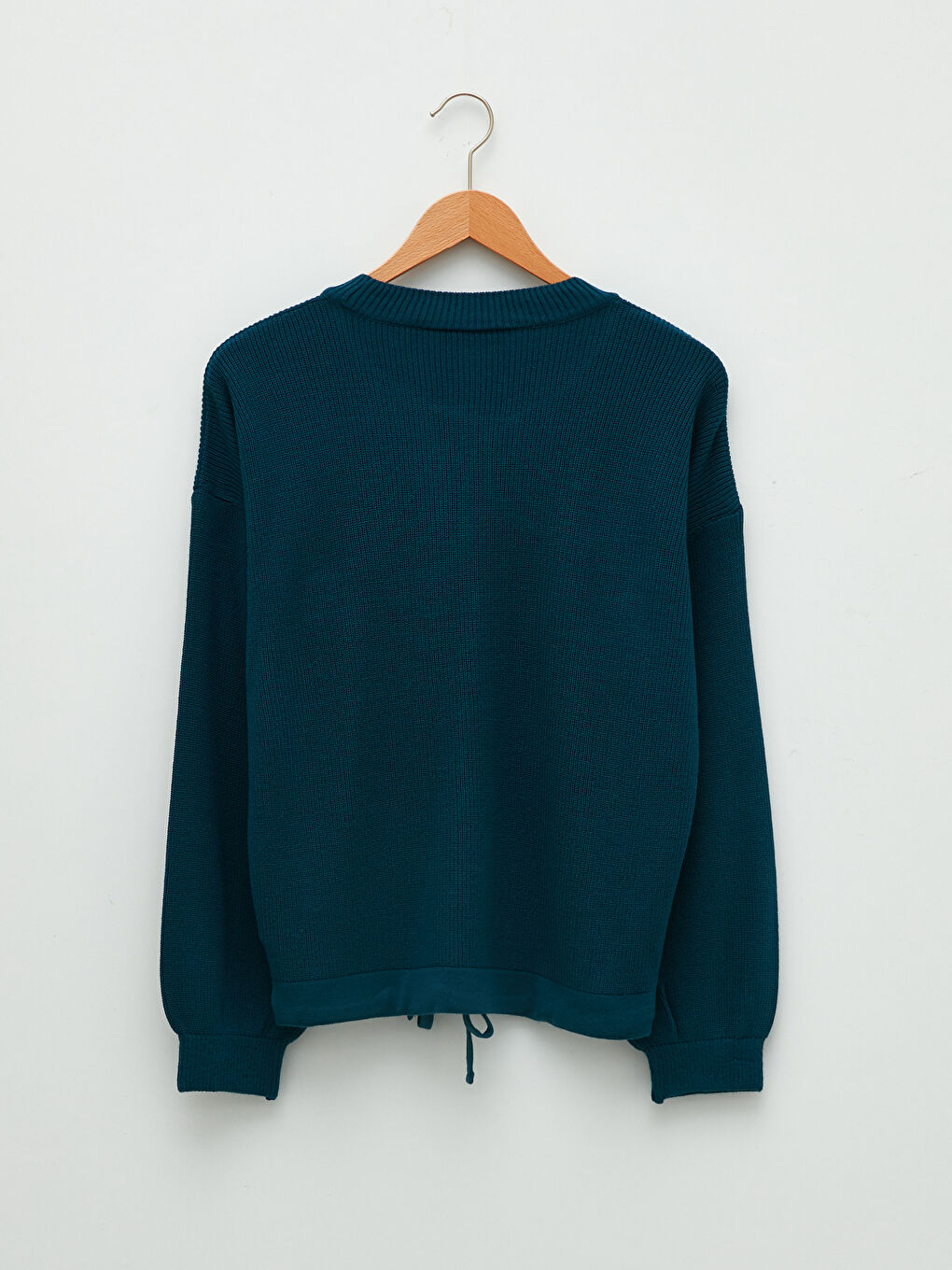 سترة تريكو نساء كم طويل بتفاصيل ربط بسيط كول مدور-6