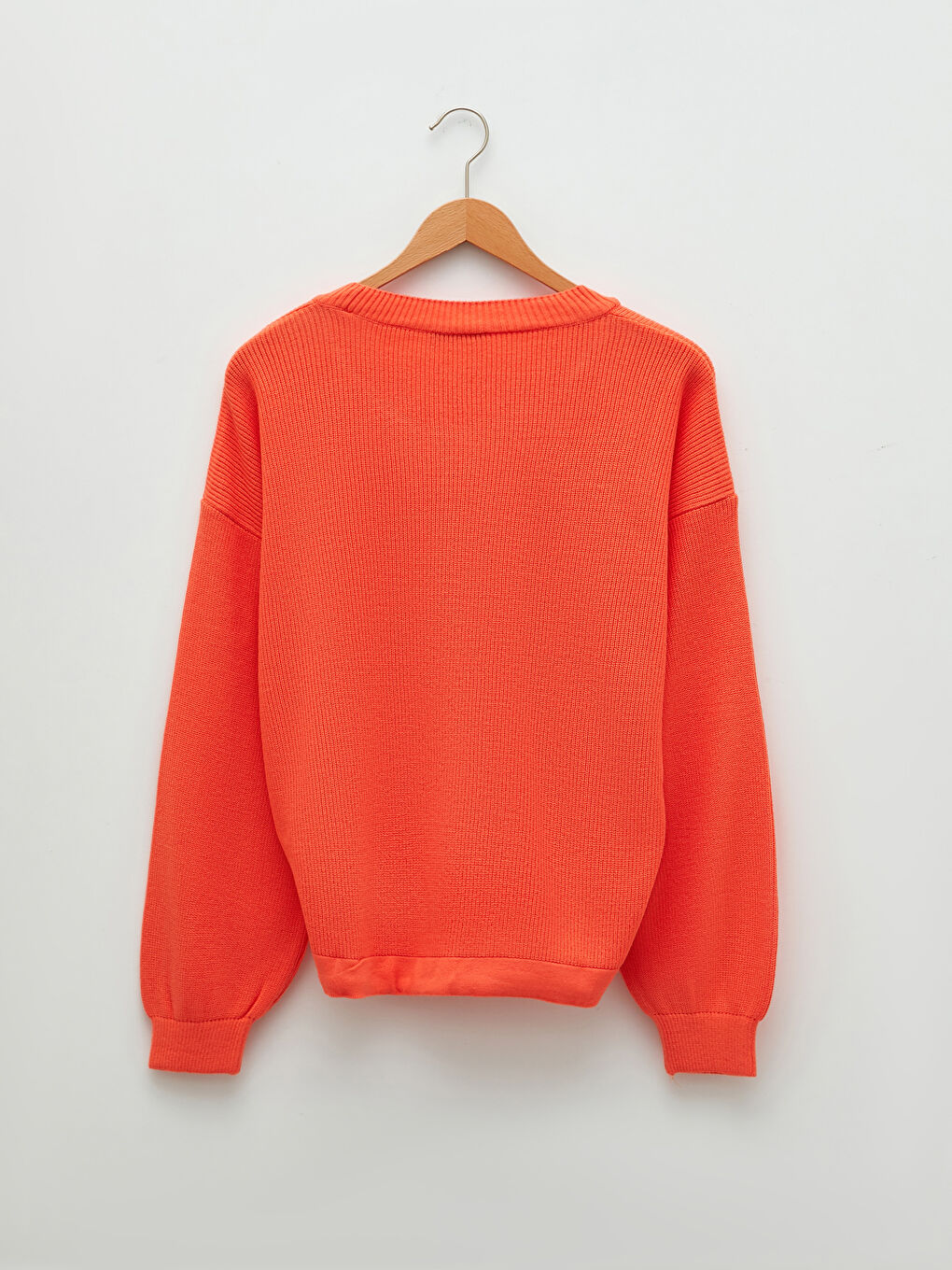 Bisiklet Yaka Düz Bağlama Detaylı Uzun Kollu Kadın Triko Kazak-5