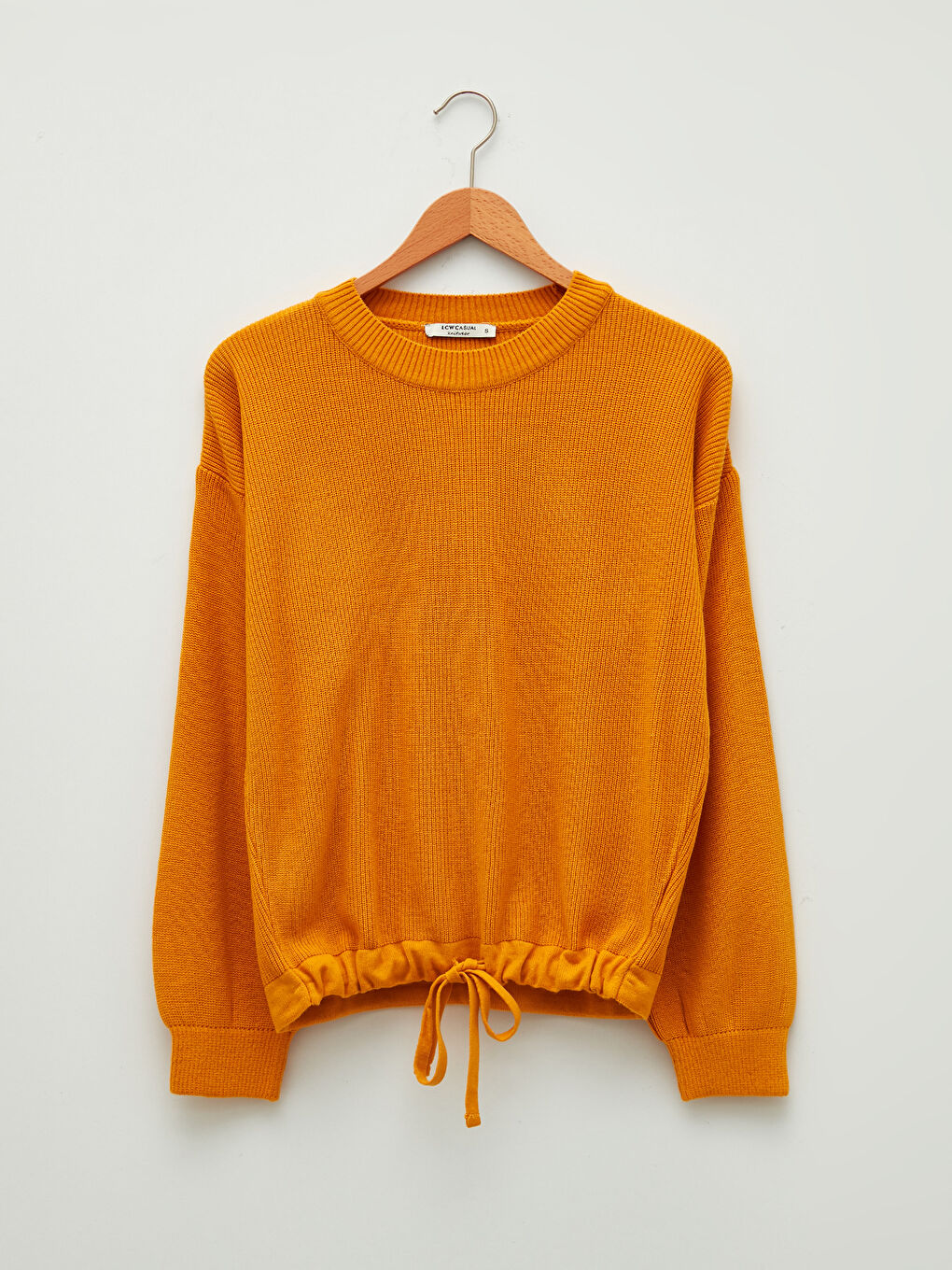 Crew Neck Regular Lace-up Detailed Long Sleeve Women's Tricot Sweater-5