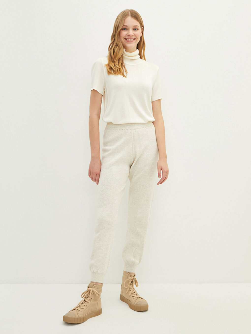 Women's Elastic Waist Regular Jogger Tricot Trousers