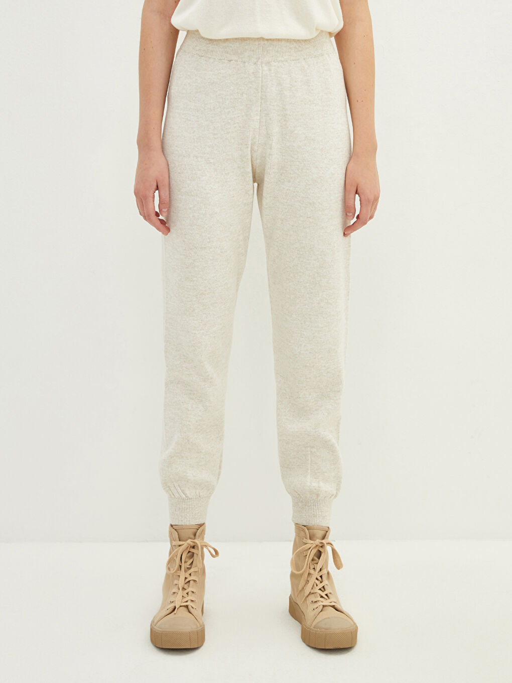 Women's Elastic Waist Regular Jogger Tricot Trousers-2