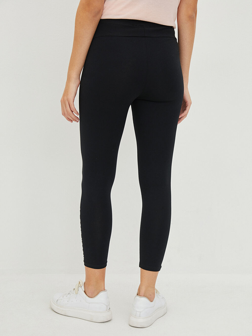 Siyah Karın Panelli Slogan Baskılı Hamile Tayt-3