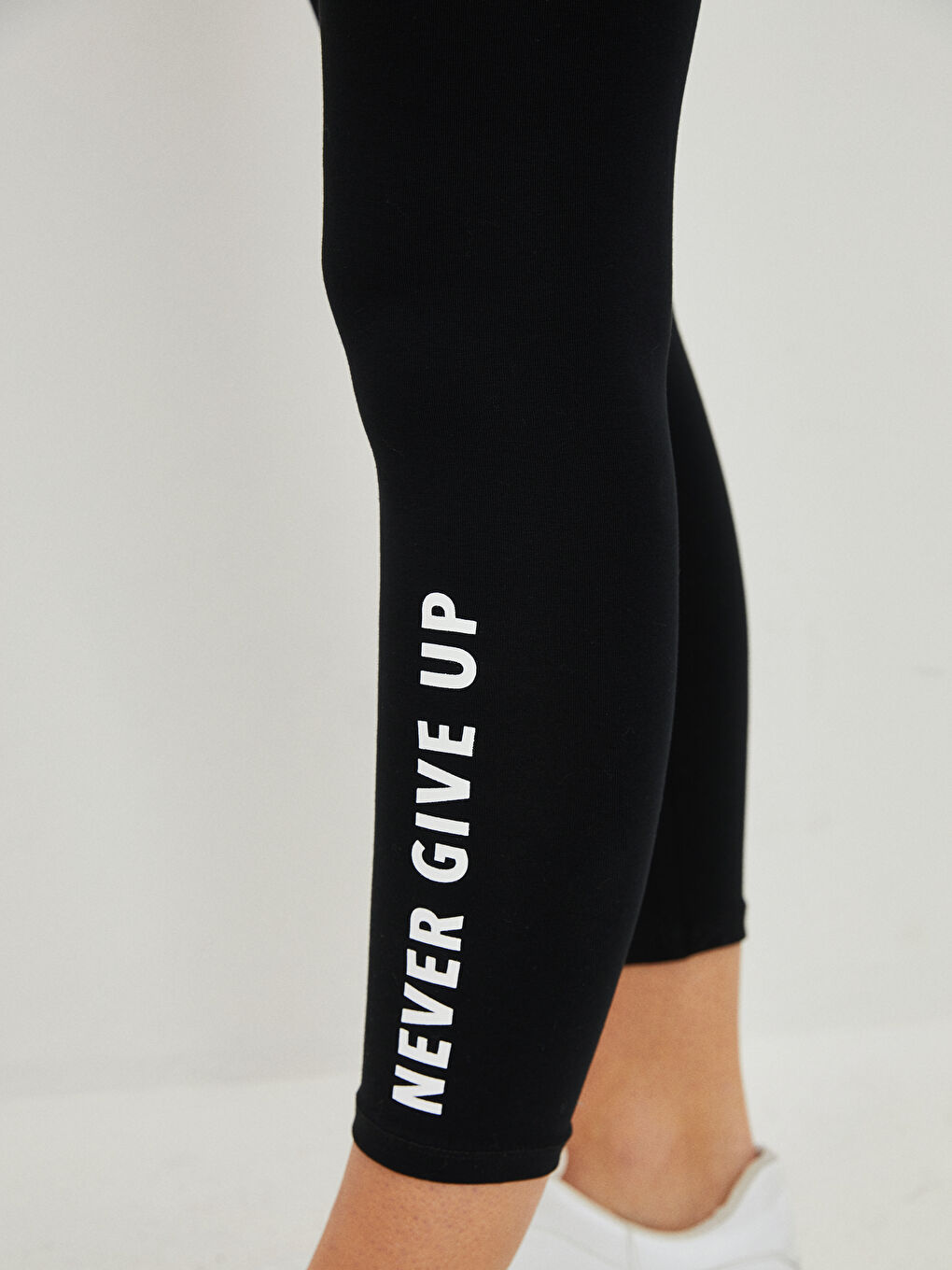 Siyah Karın Panelli Slogan Baskılı Hamile Tayt-4