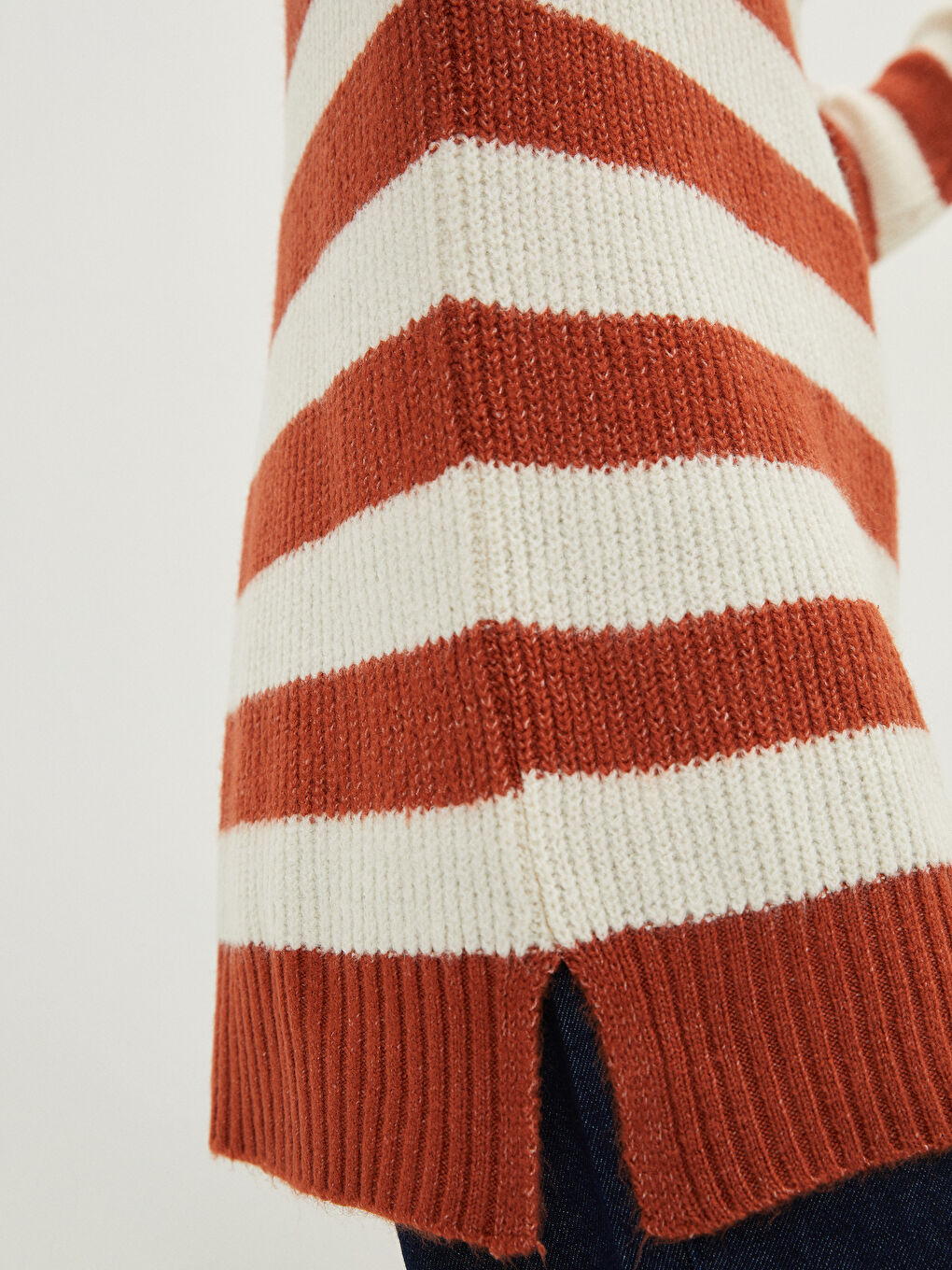 Crew Neck Striped Long Sleeve Women's Knitwear Tunic-2
