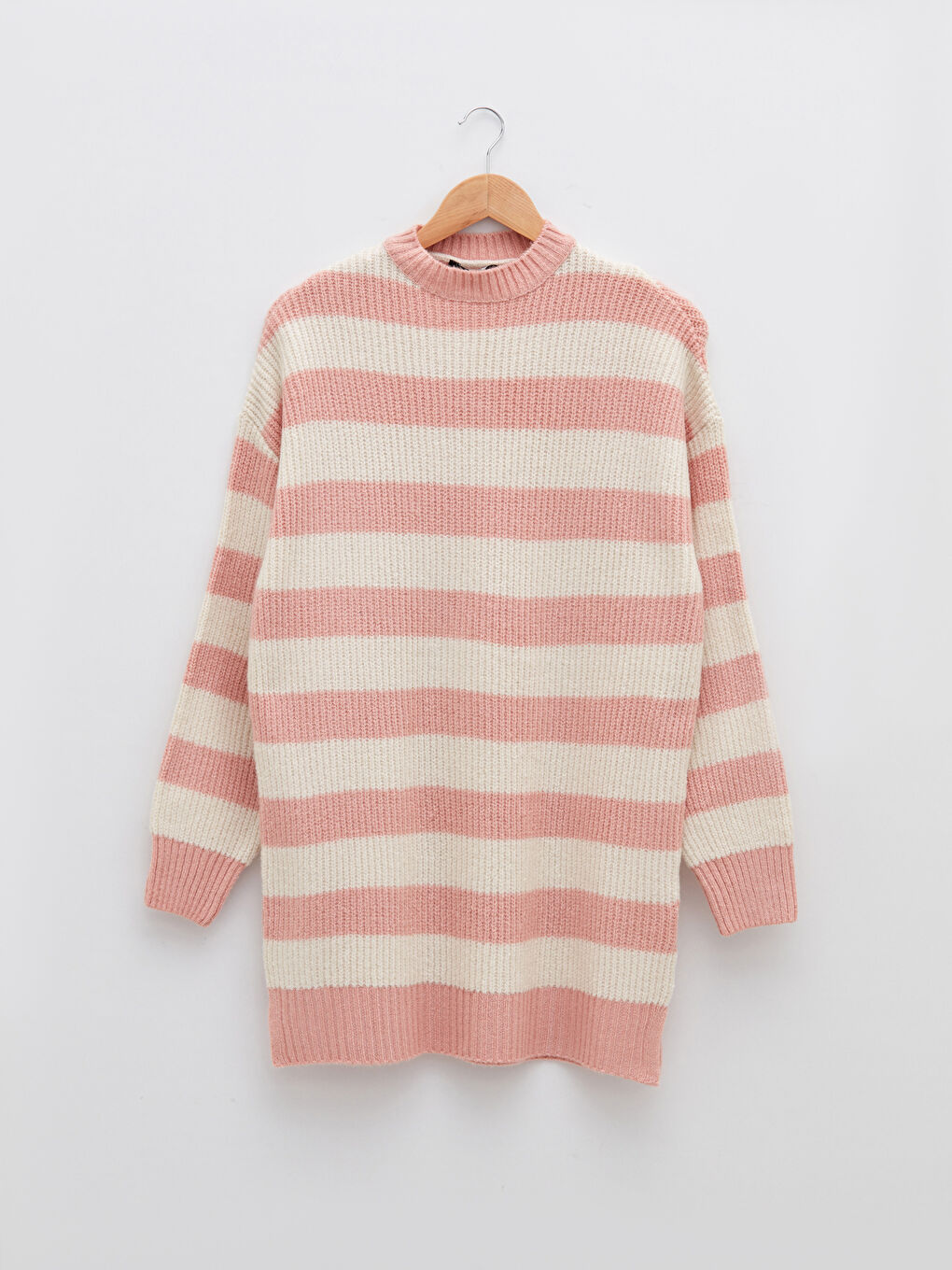 Crew Neck Striped Long Sleeve Women's Knitwear Tunic-5