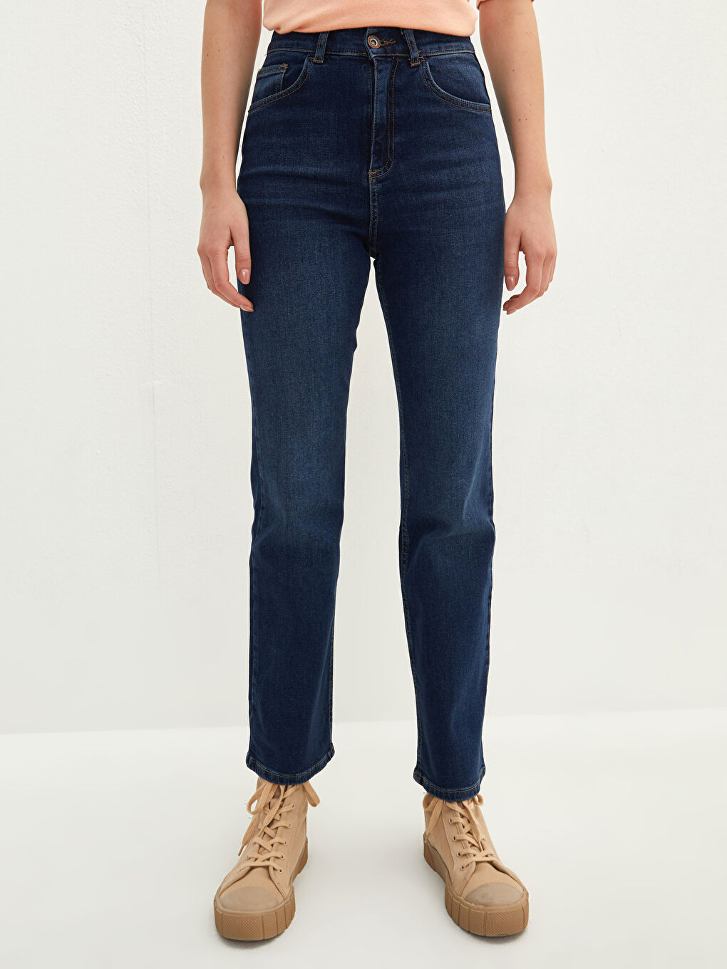 İndigo Yüksek Bel Mars Flare Kadın Jean Pantolon-2