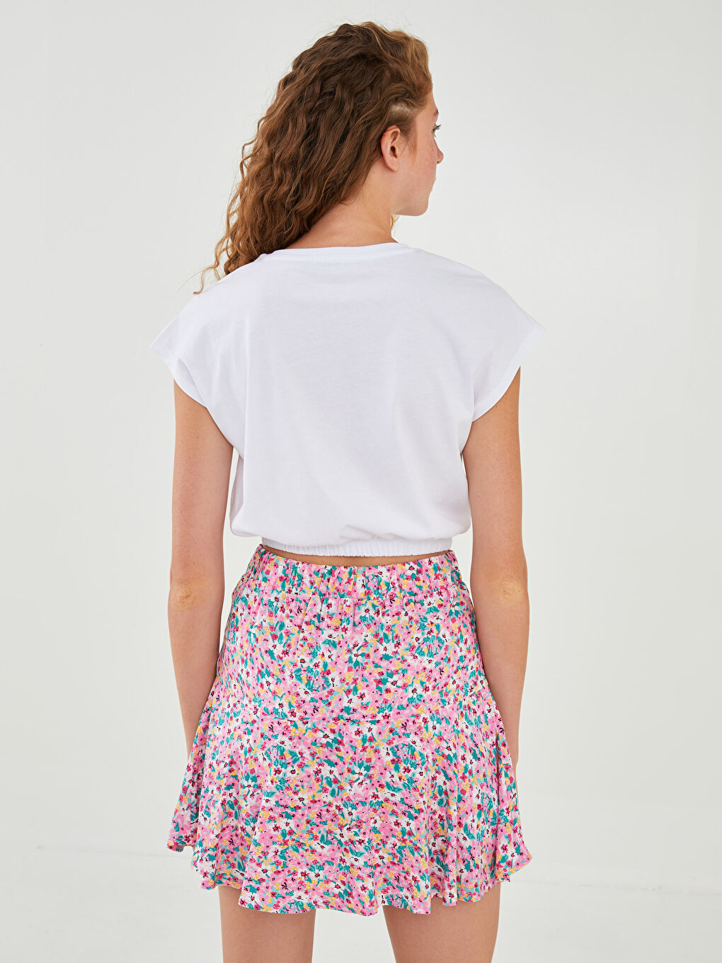 Elastic Waist Patterned Viscose Women's Short Skirt -W1ID48Z8-QQQ