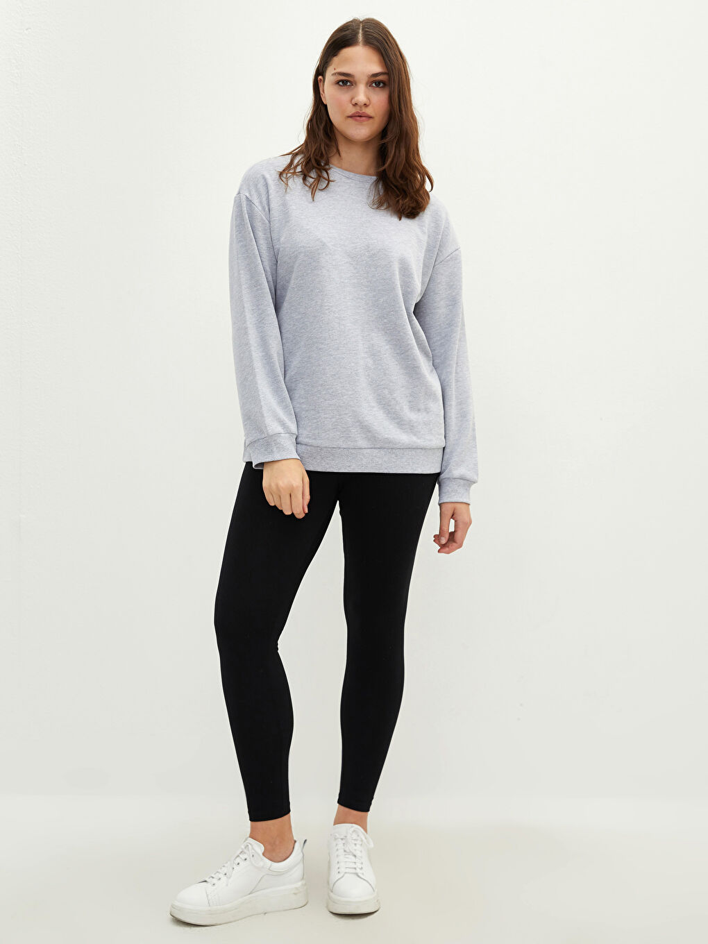 Sweat-shirt pour Femmes Grande Taille Col Rond Régulier Manches Longues-3