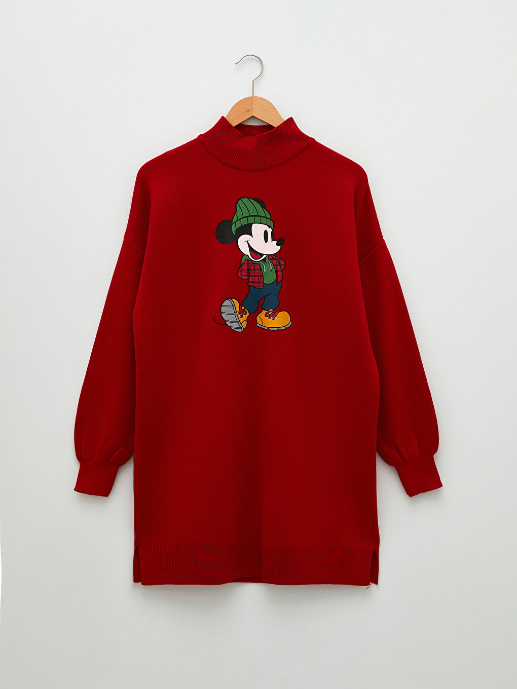 Half Turtleneck Mickey Mouse Printed Long Sleeve Women's Knitwear Tunic-5