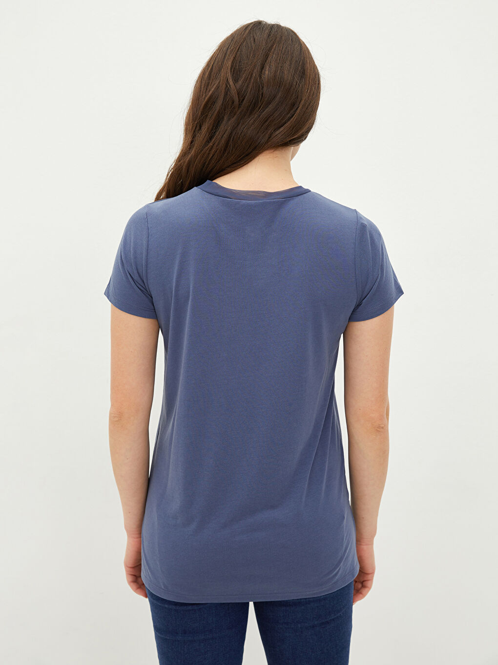Crew Neck Plain Short Sleeve Maternity T-Shirt-4