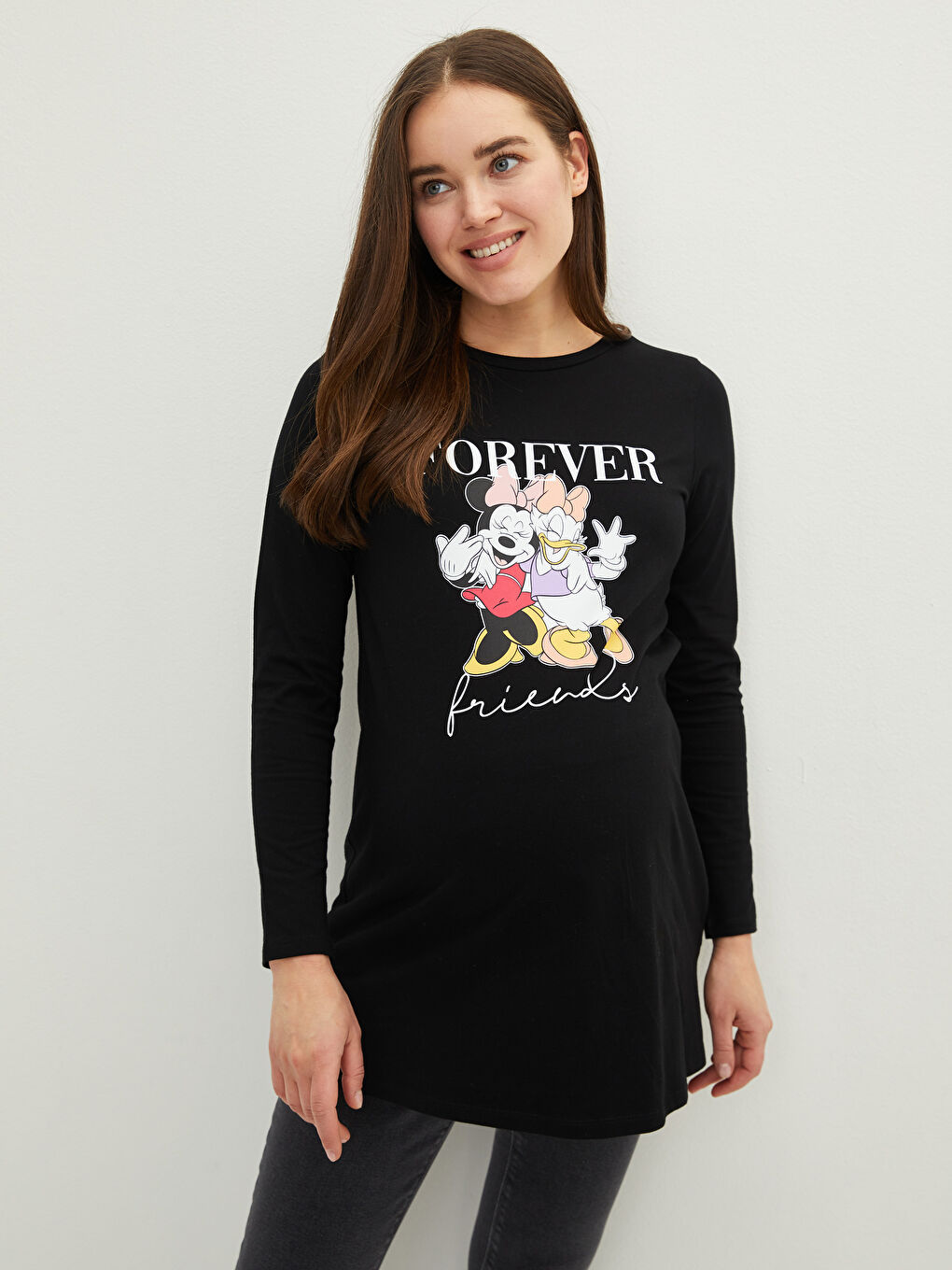 LCWAIKIKI Maternity Crew Neck Minnie Mouse Printed Long Sleeve Maternity T-Shirt -W1IE15Z8-CVL