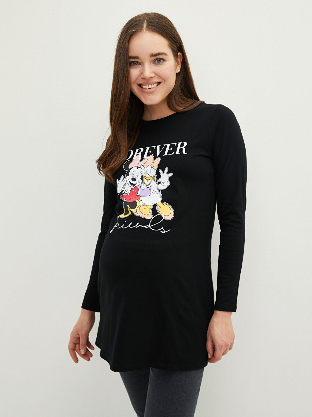 LCWAIKIKI Maternity Crew Neck Minnie Mouse Printed Long Sleeve Maternity T-Shirt -W1IE15Z8-CVL