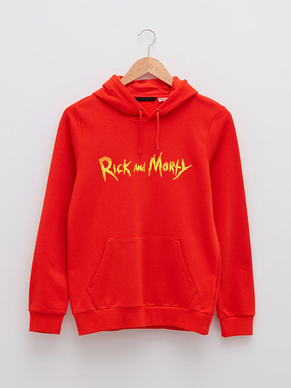 Turuncu Uzun Kollu Rick and Morty Baskılı Erkek Kalın Hoodie-5