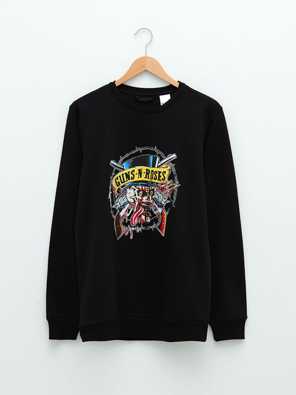 LCW Casual Yeni Siyah Bisiklet Yaka Uzun Kollu Guns N'Roses Erkek Sweatshirt - 5