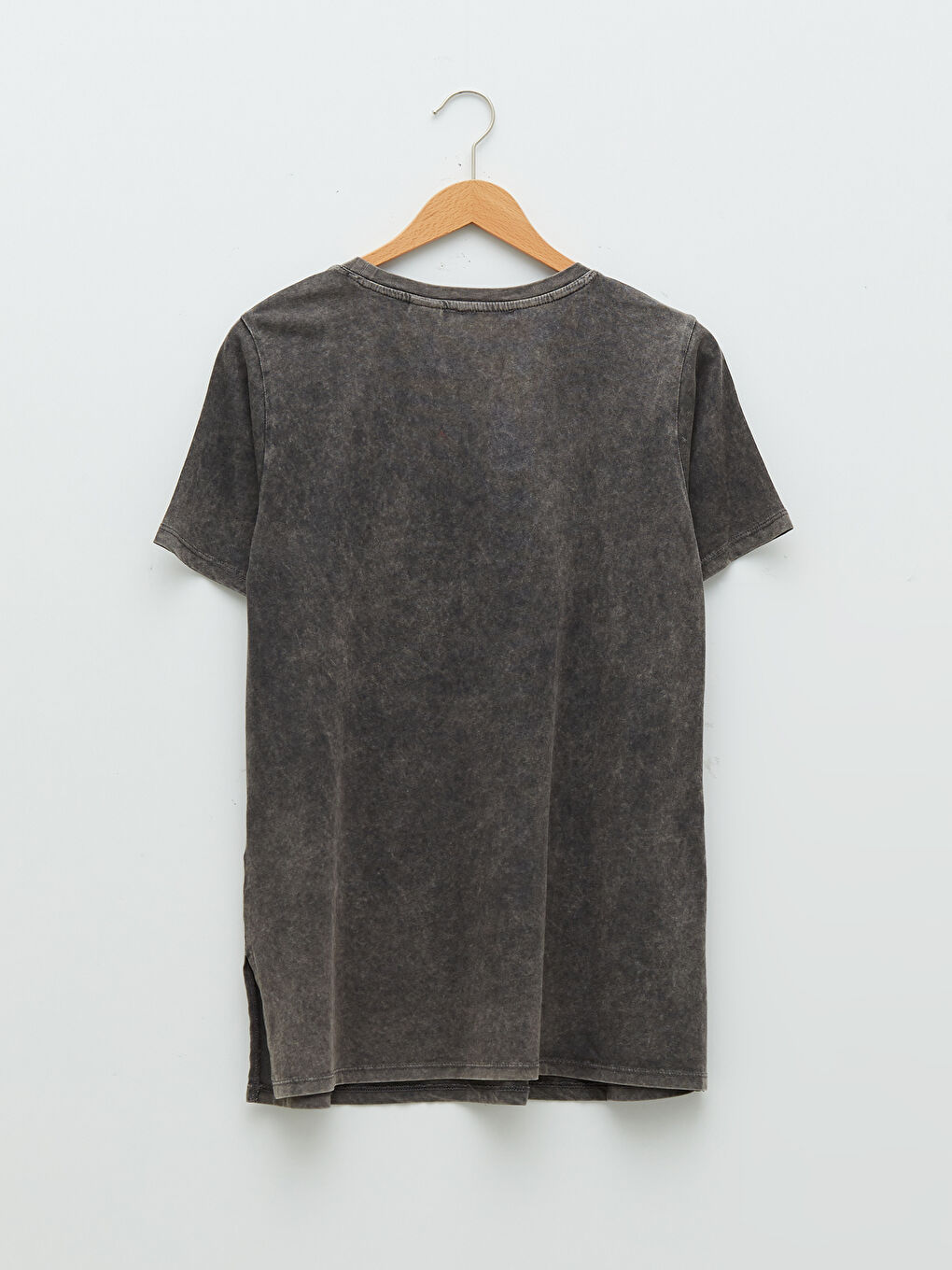 Gri Bisiklet Yaka Donald Duck Baskılı Kısa Kollu Pamuklu Hamile Tişört-6