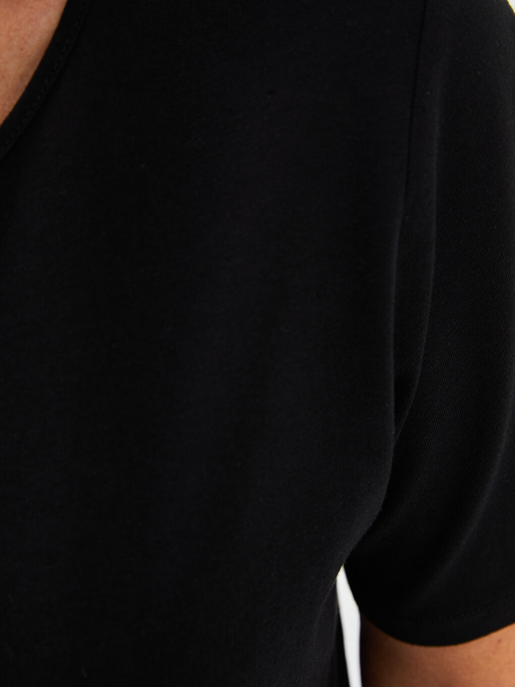 LCW Grace V-Ausschnitt Gerade Kurzarm Baumwolle T-Shirt für Damen -W1IE39Z8-CVL