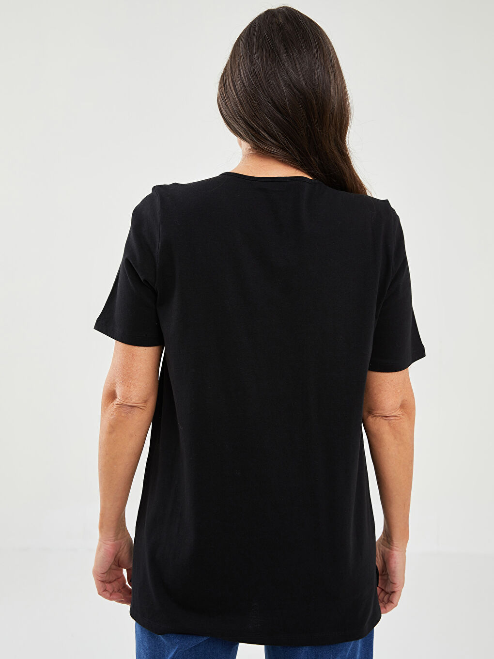 LCW Grace V-Ausschnitt Gerade Kurzarm Baumwolle T-Shirt für Damen -W1IE39Z8-CVL