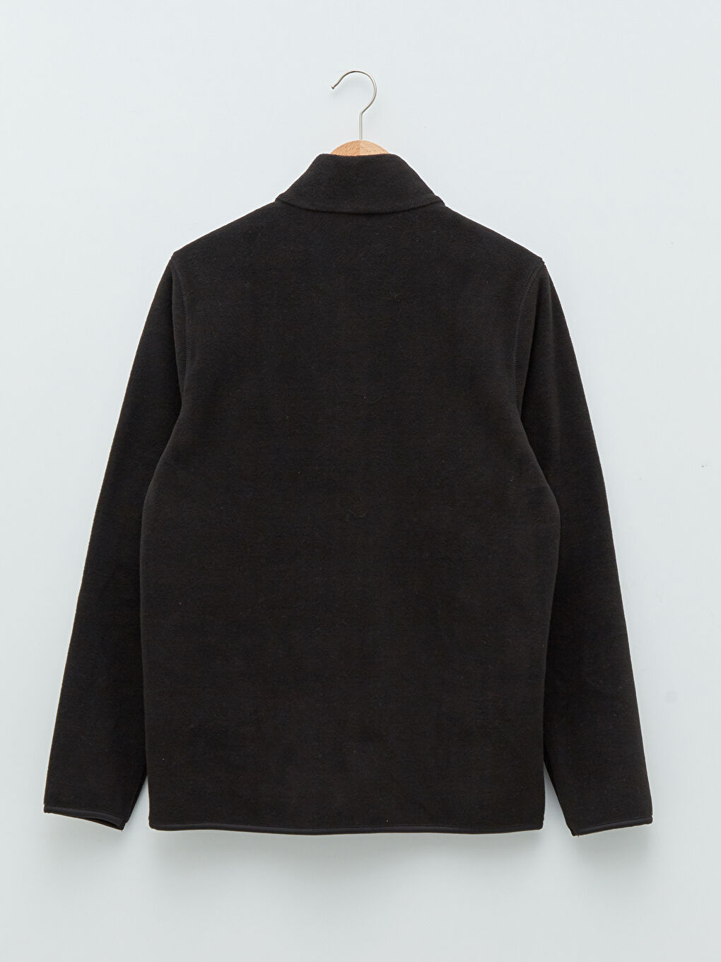 Siyah Standart Kalıp Dik Yaka Polar Erkek Spor Hırka-6