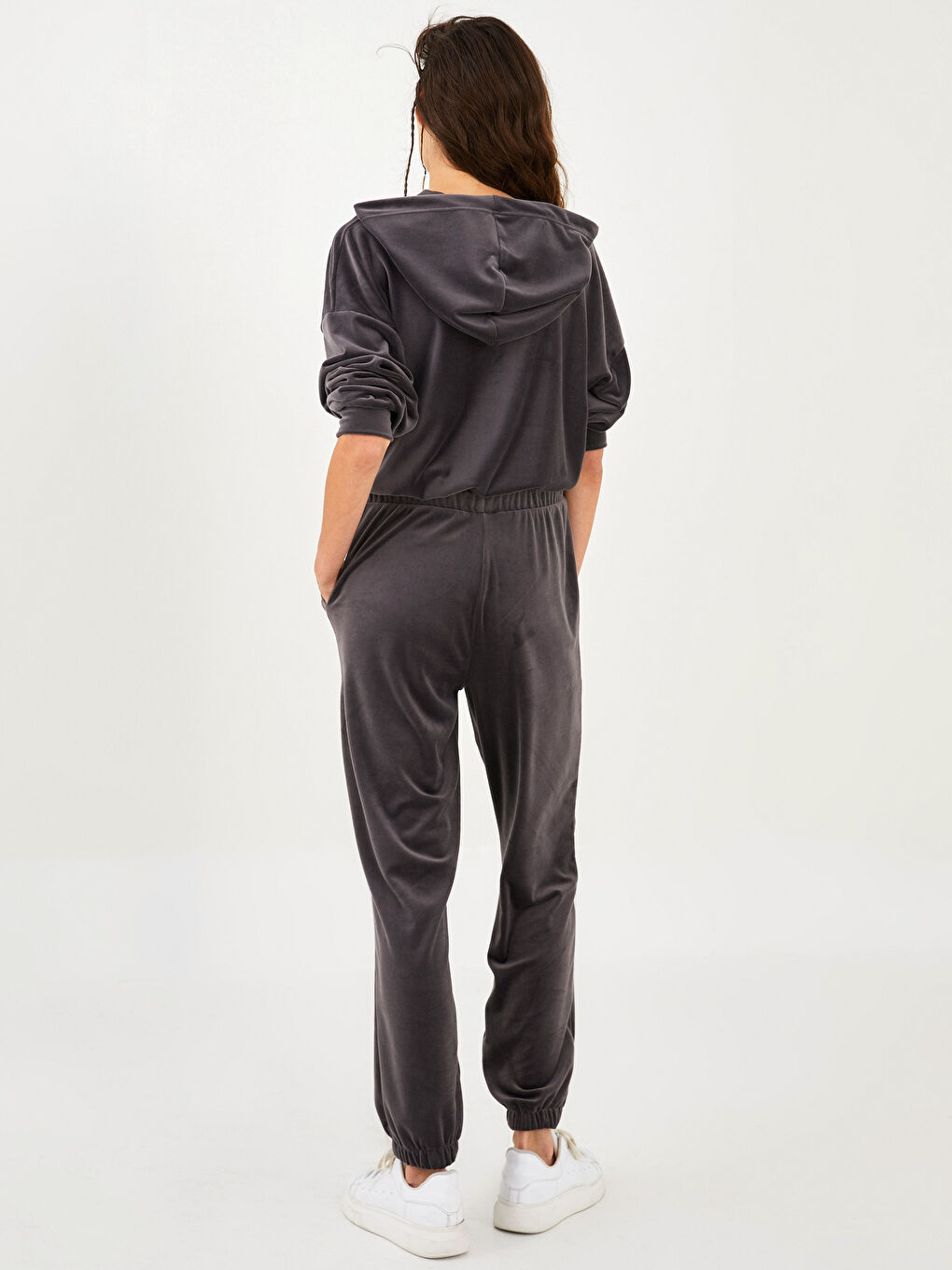 Pantaloni de Trening Jogger de Damă din Catifea cu Talie Elastică-5