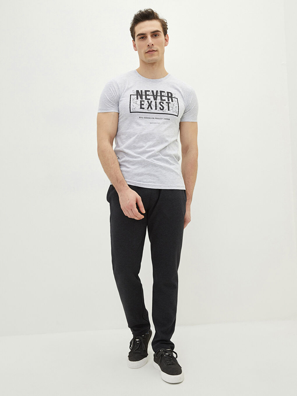 Antrasit Standart Kalıp Erkek Eşofman Altı-1