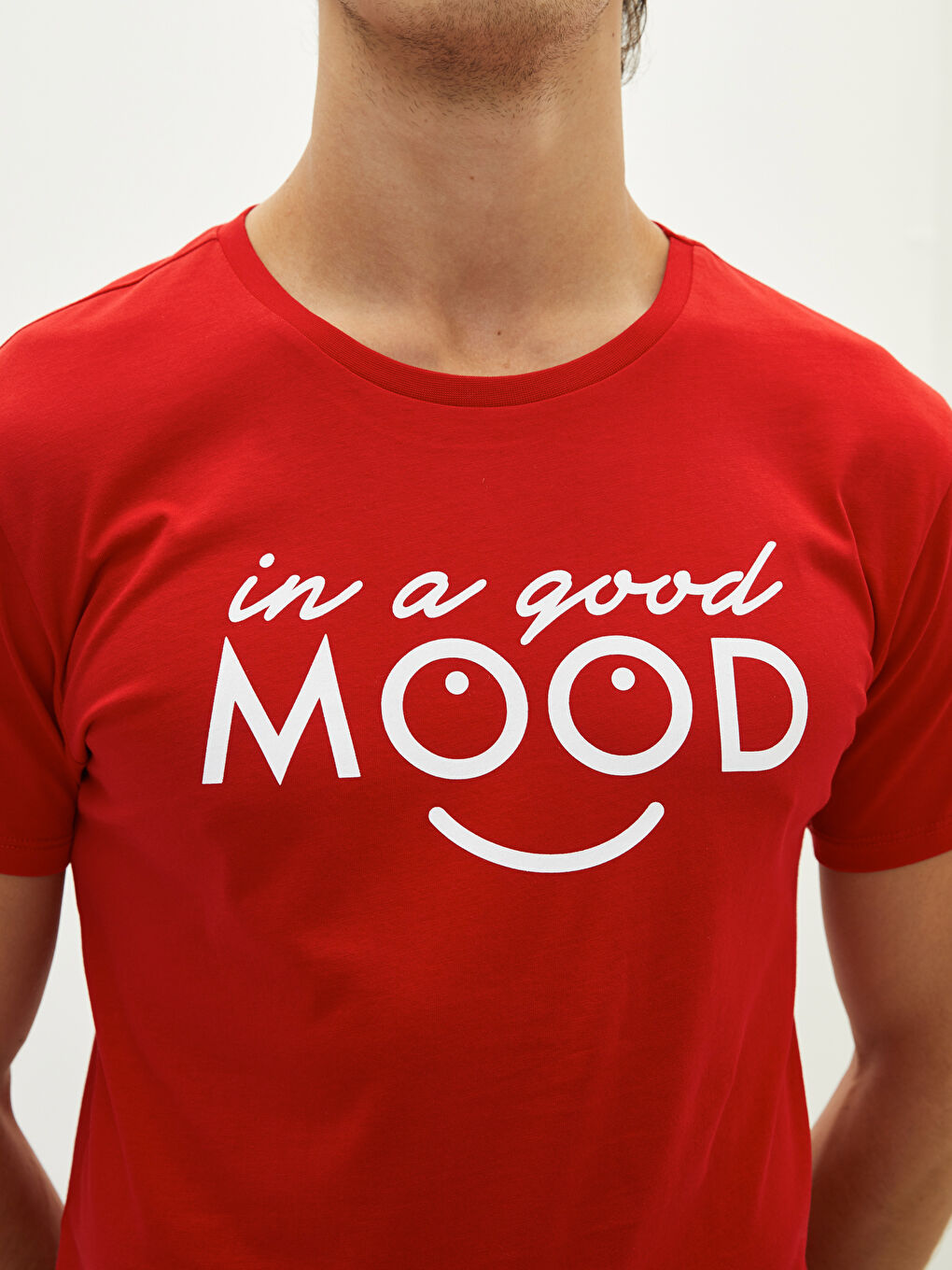 Kırmızı Bisiklet Yaka Kısa Kollu Baskılı Penye Erkek Tişört Baba ve Oğul Kombini-3