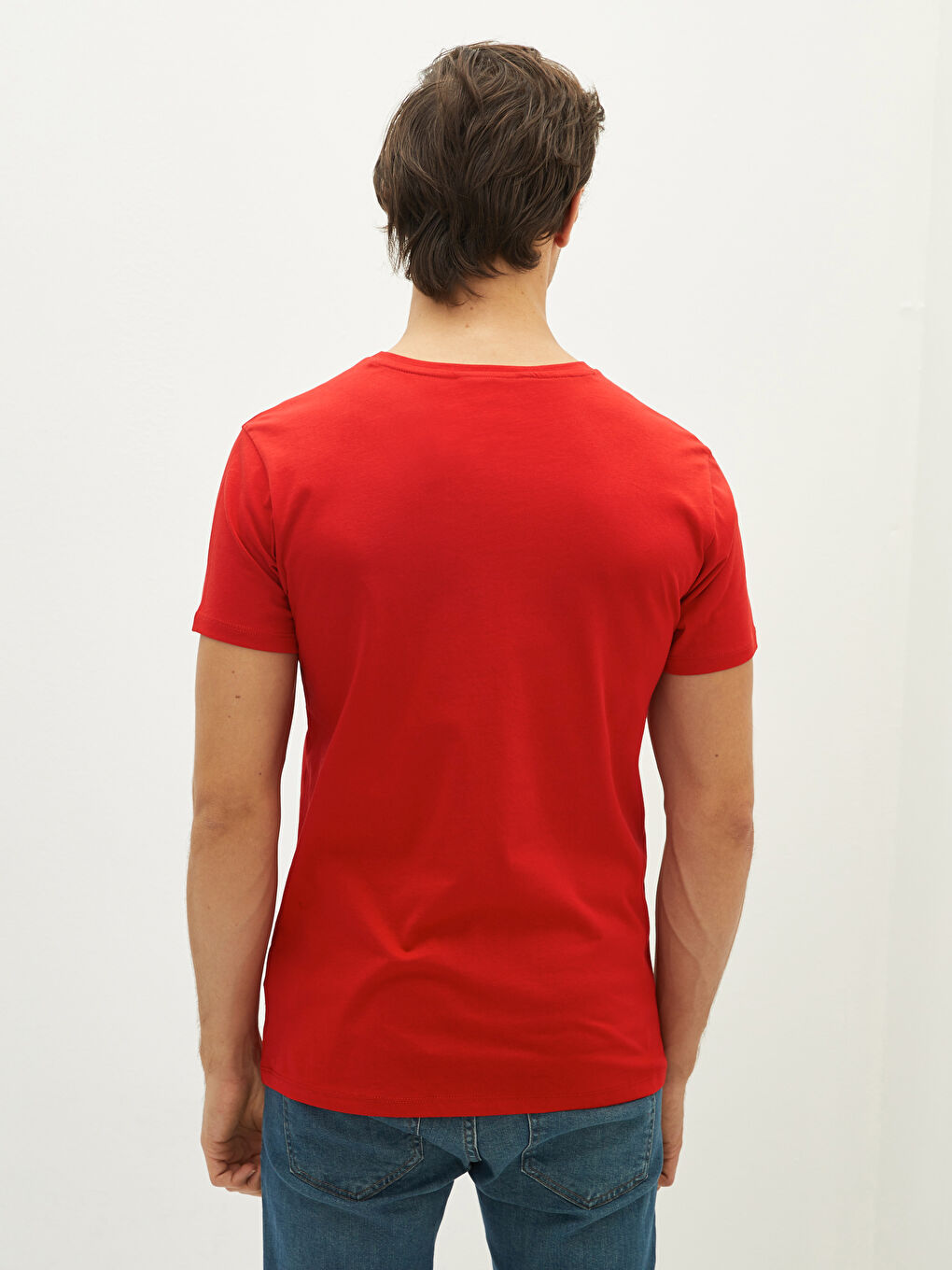 Kırmızı Bisiklet Yaka Kısa Kollu Baskılı Penye Erkek Tişört Baba ve Oğul Kombini-4