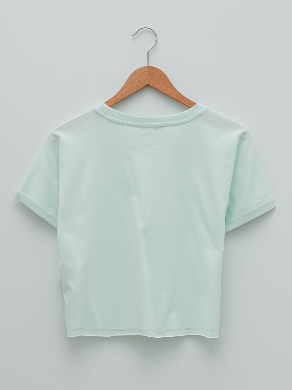 Turkuaz Bisiklet Yaka Düz Cep Detaylı Kısa Kollu Kadın Crop-6