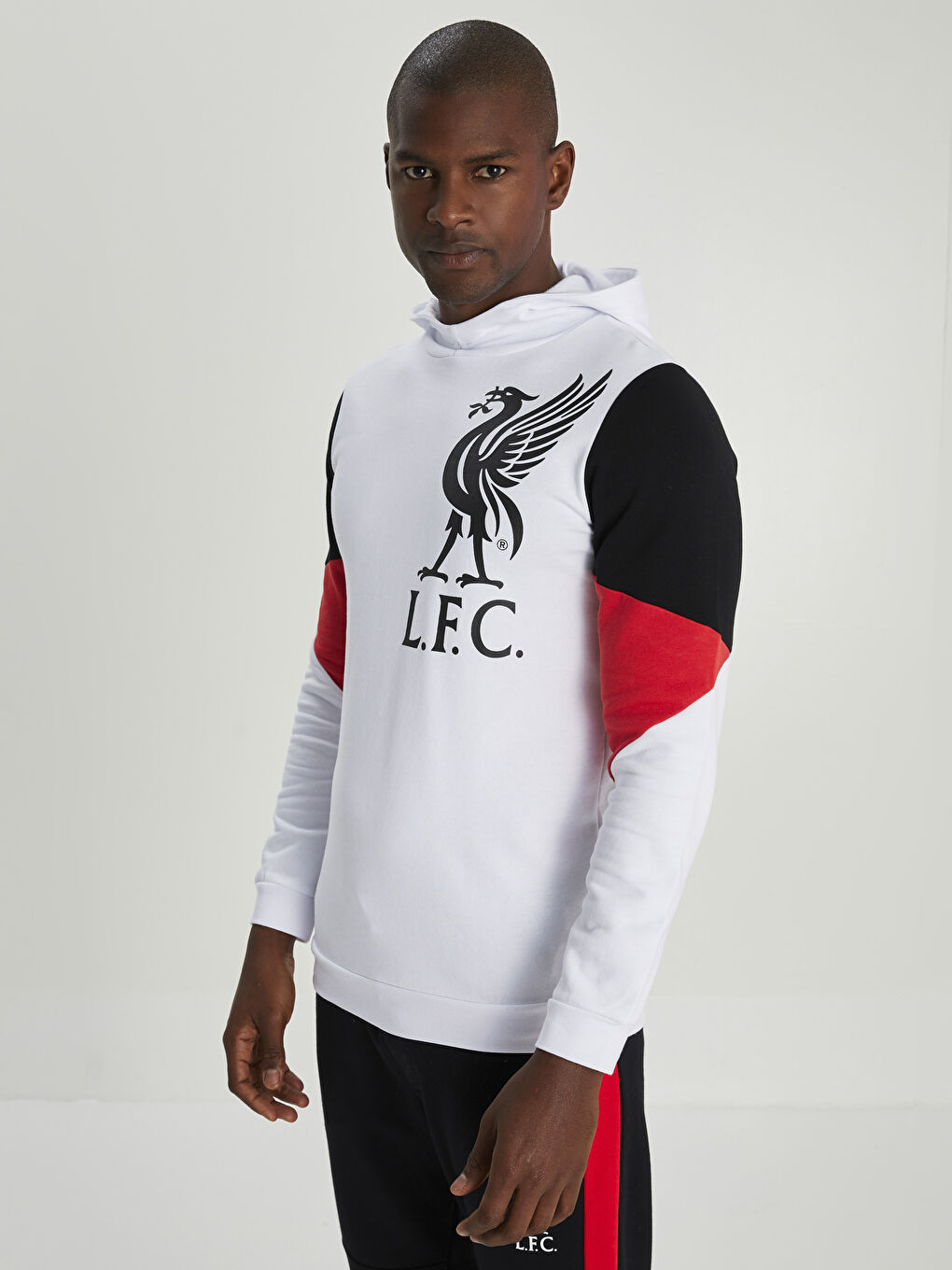 XSIDE ACTIVE Optik Beyaz Uzun Kollu Liverpool Baskılı Erkek Hoodie - 1