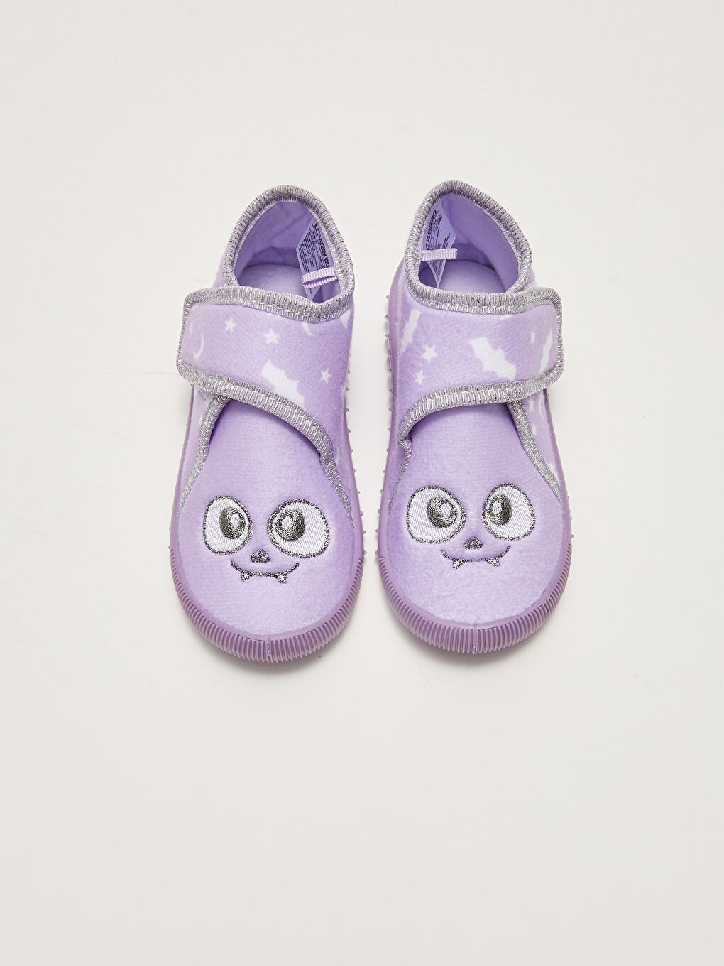 Lila Nakış Detaylı Cırt Cırtlı Kız Bebek Panduf-3