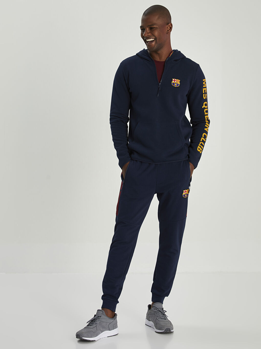 Standart Kalıp Barcelona Baskılı Aktif Spor Erkek Taraftar Jogger Eşofman Altı-0