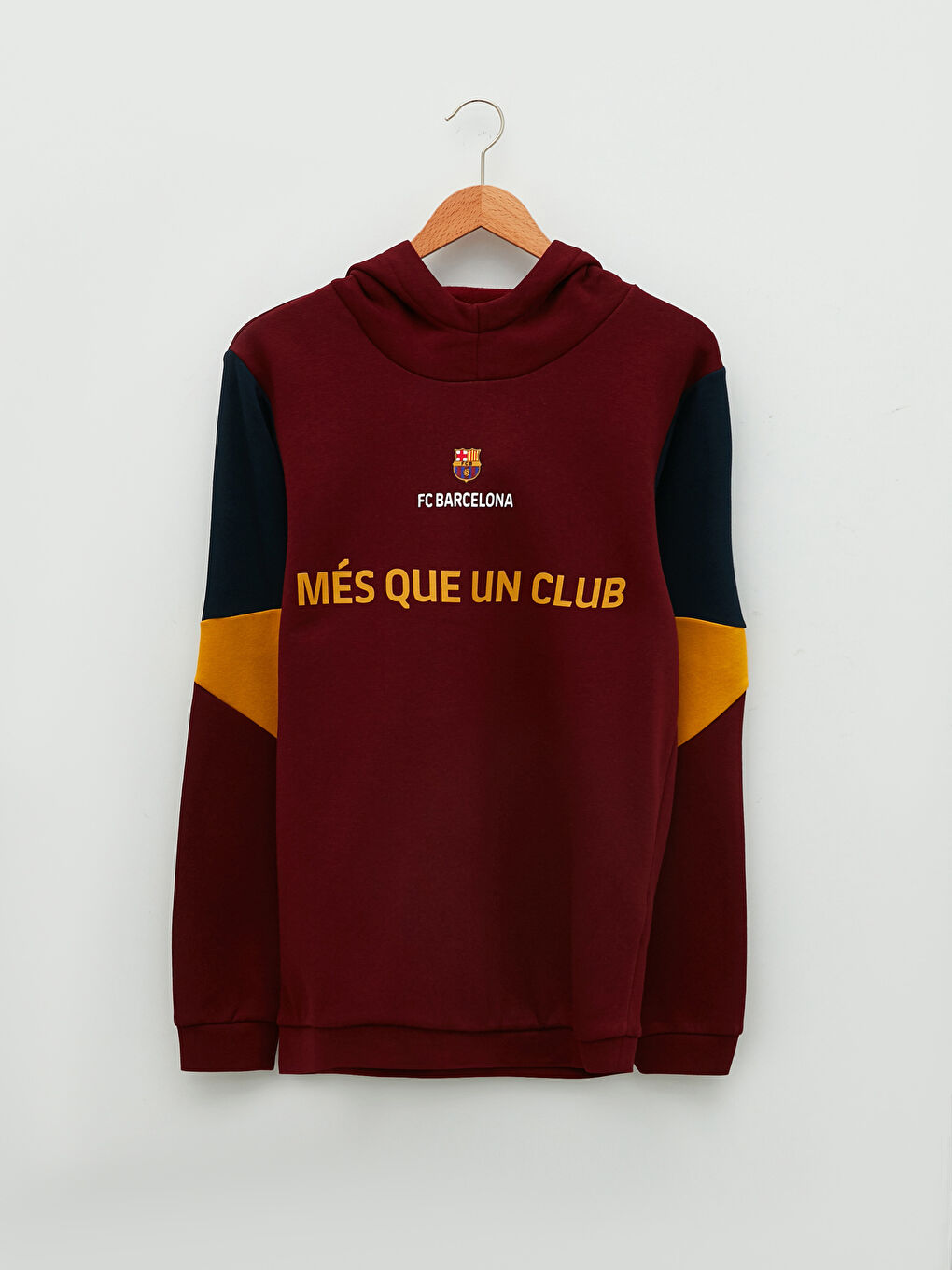Uzun Kollu Barcelona Baskılı Erkek Taraftar Hoodie-5