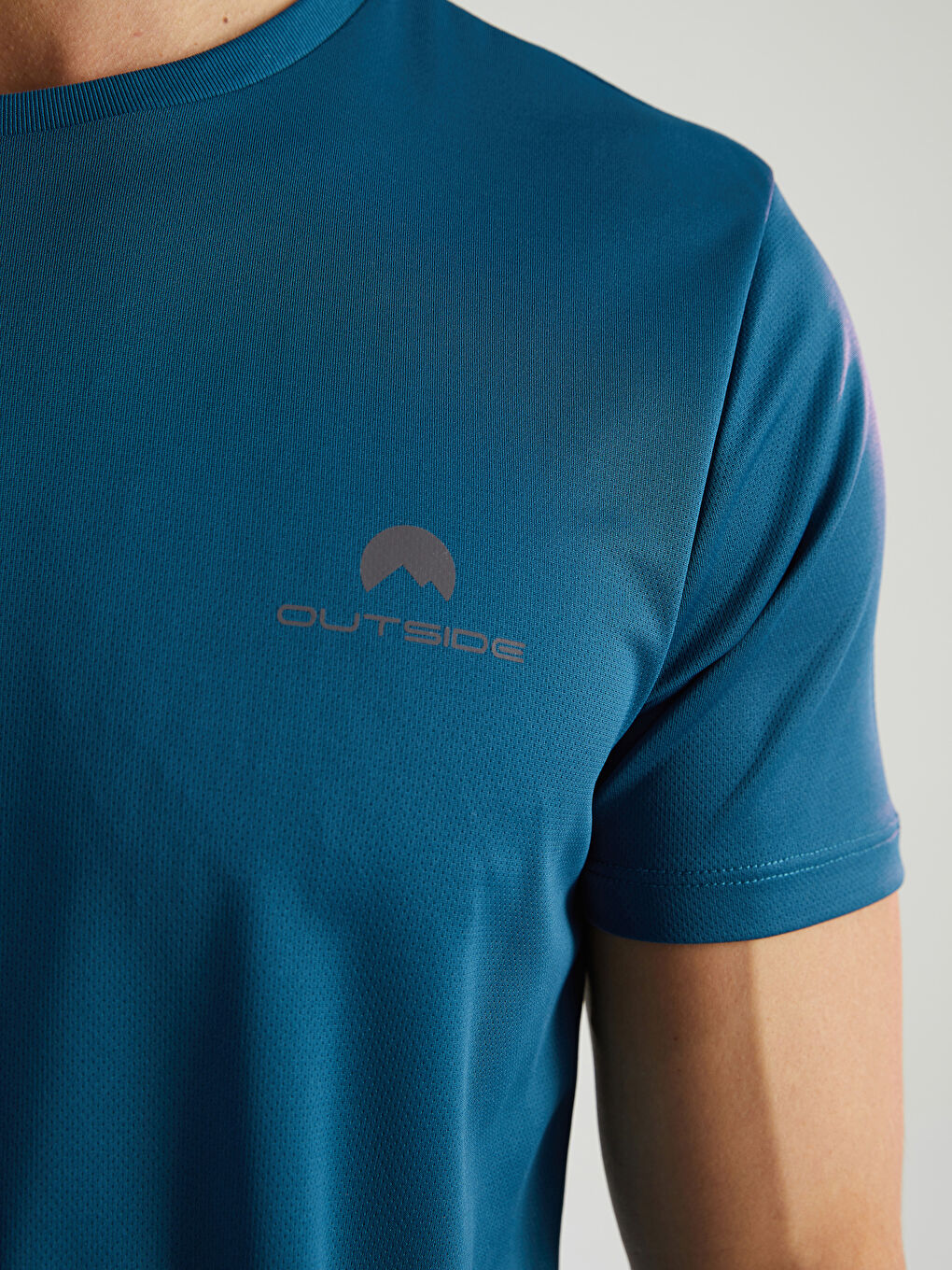 Petrol Bisiklet Yaka Kısa Kollu Aktif Spor Erkek Tişört-3