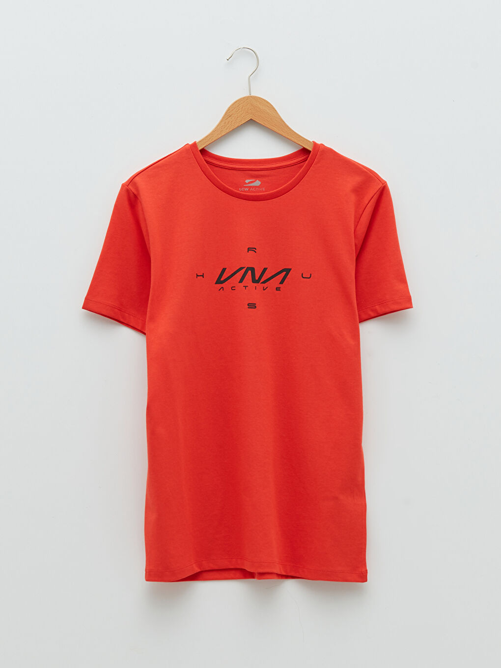 Kırmızı Bisiklet Yaka Kısa Kollu Baskılı Erkek Spor Tişört