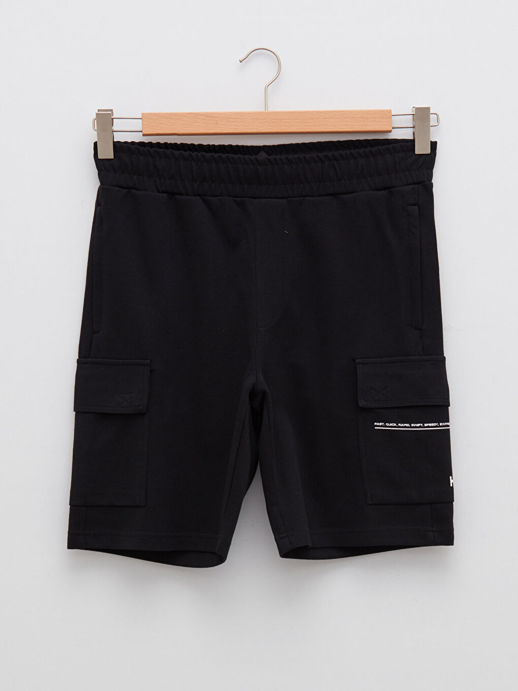 Siyah Standart Kalıp Baskılı Erkek Şort-6