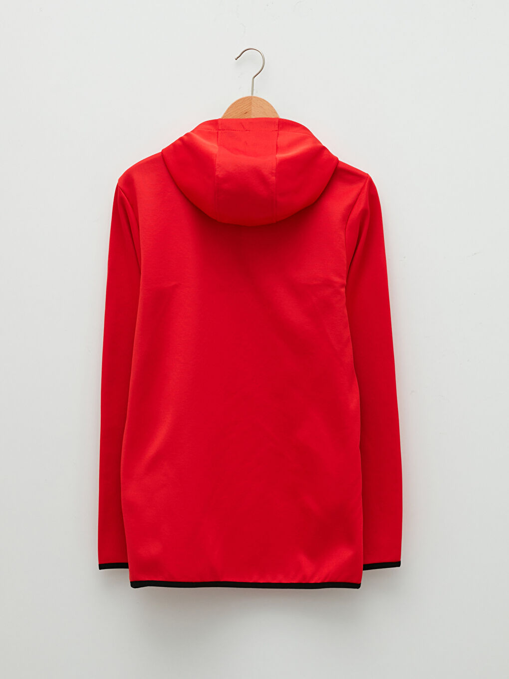 Kırmızı Uzun Kollu Renk Bloklu Erkek Spor Hoodie-6