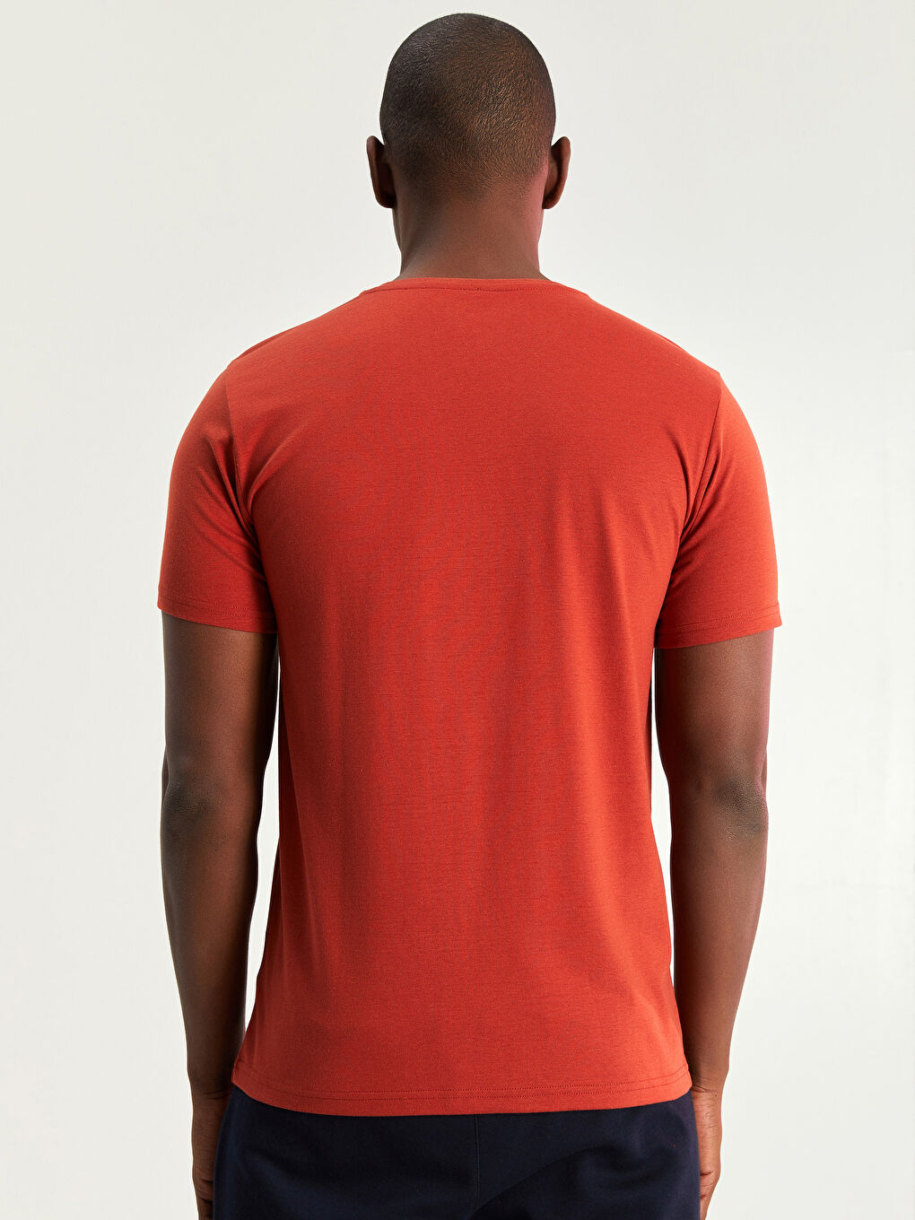 Turuncu Bisiklet Yaka Kısa Kollu Baskılı Erkek Spor Tişört-5